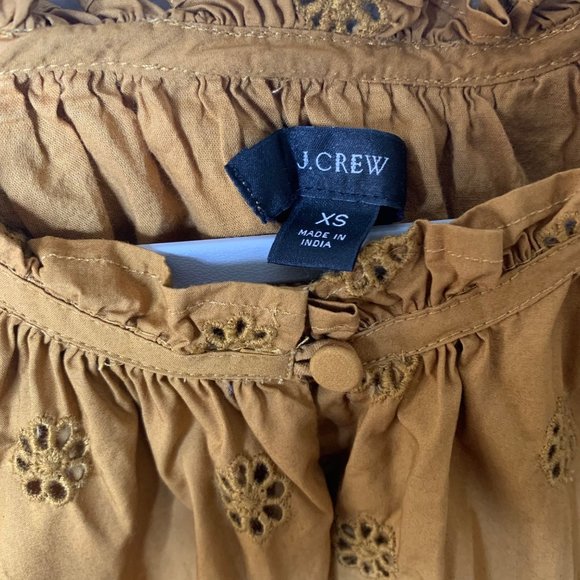 J. Crew Mustard Yellow Eyelet Blouse - Picture 3 of 4